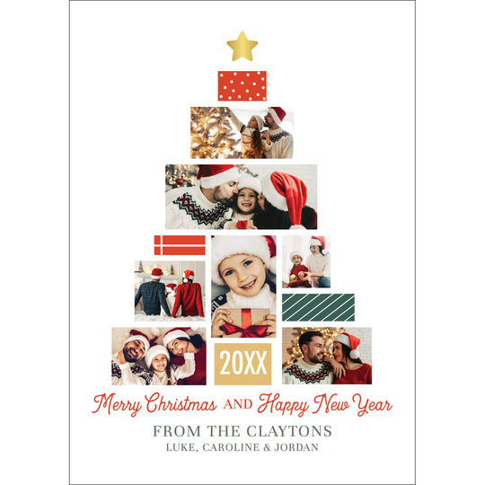 Gift Tree Flat Holiday Photo Cards